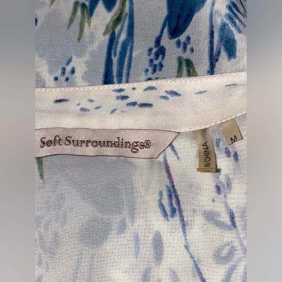 Soft Surrounding Floral Tunic Top Sheer Women M Coastal Closet Basic Grannycore - Picture 3 of 8